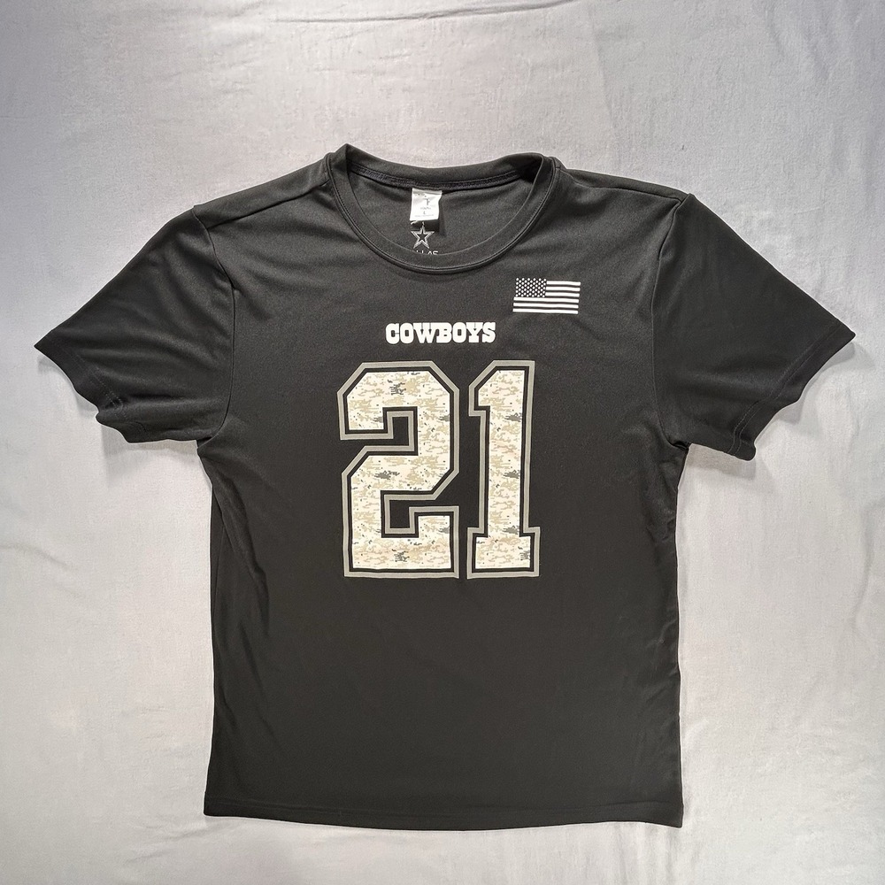 Dallas Cowboys Elliott #21 Short Sleeve Black NFL Football Shirt Youth Large‎